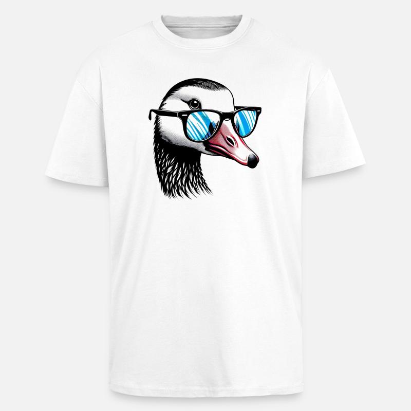 Gans mit Brille - Oversized Heavyweight Unisex T-Shirt - Weiß