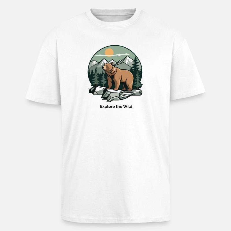 Bär in Berglandschaft Logo - Oversized Heavyweight Unisex T-Shirt - Weiß