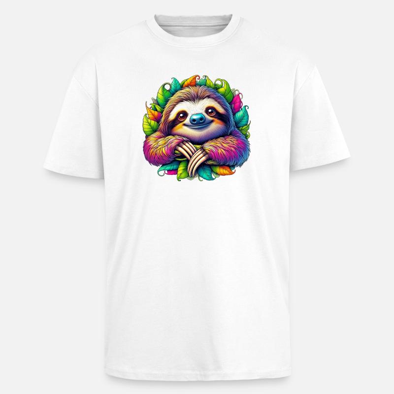 Faultier - Oversized Heavyweight Unisex T-Shirt - Weiß