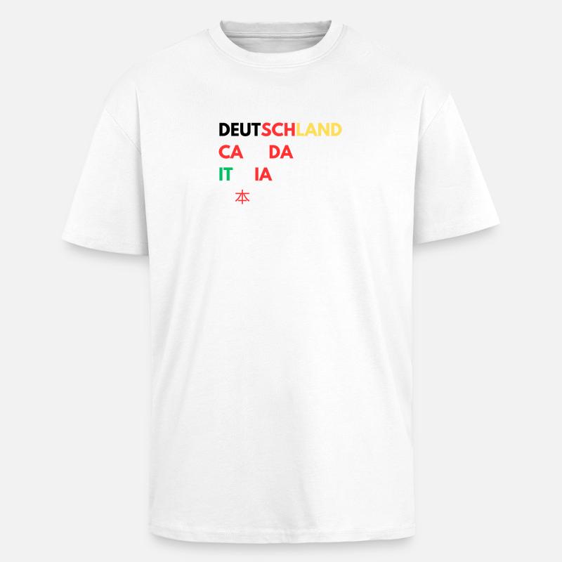 Länderfarben Schriftzug Collage - Oversized Heavyweight Unisex T-Shirt - Weiß