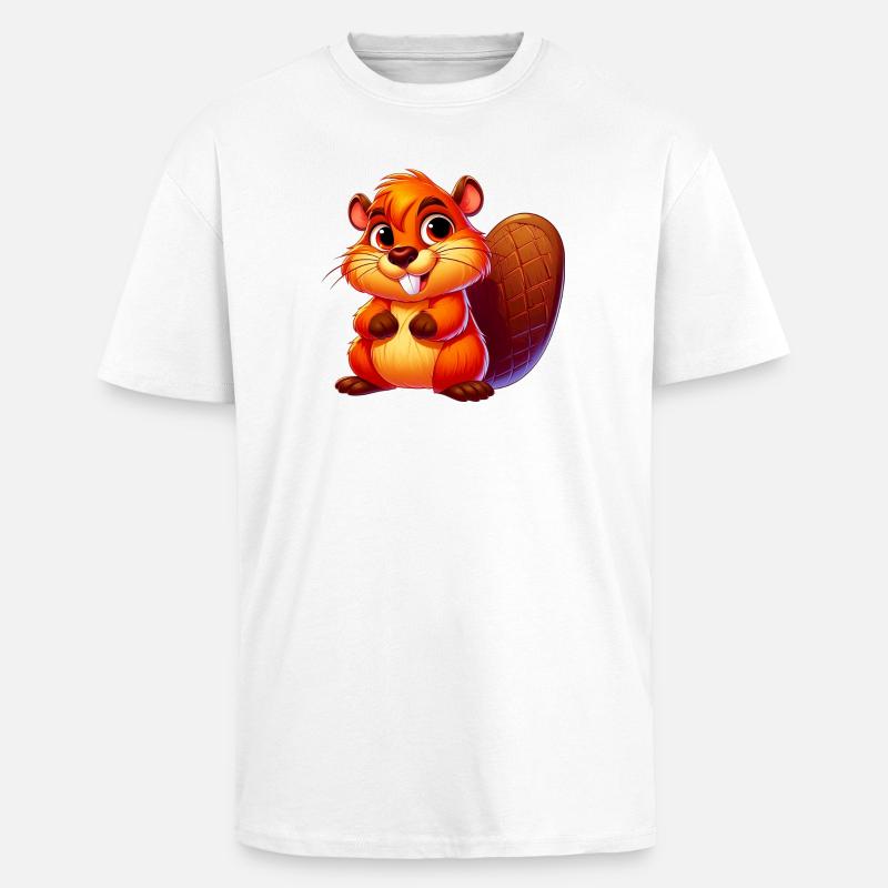 Bever - Unisex oversized t-skjorte i kraftig kvalitet - hvit
