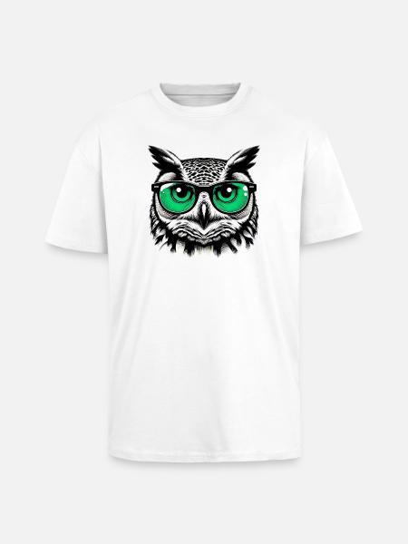Eule mit Brille - Oversized Heavyweight Unisex T-Shirt - Weiß
