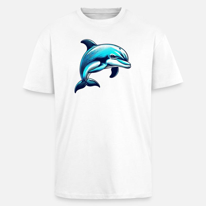 Dauphin - T-shirt unisexe oversize épais - blanc