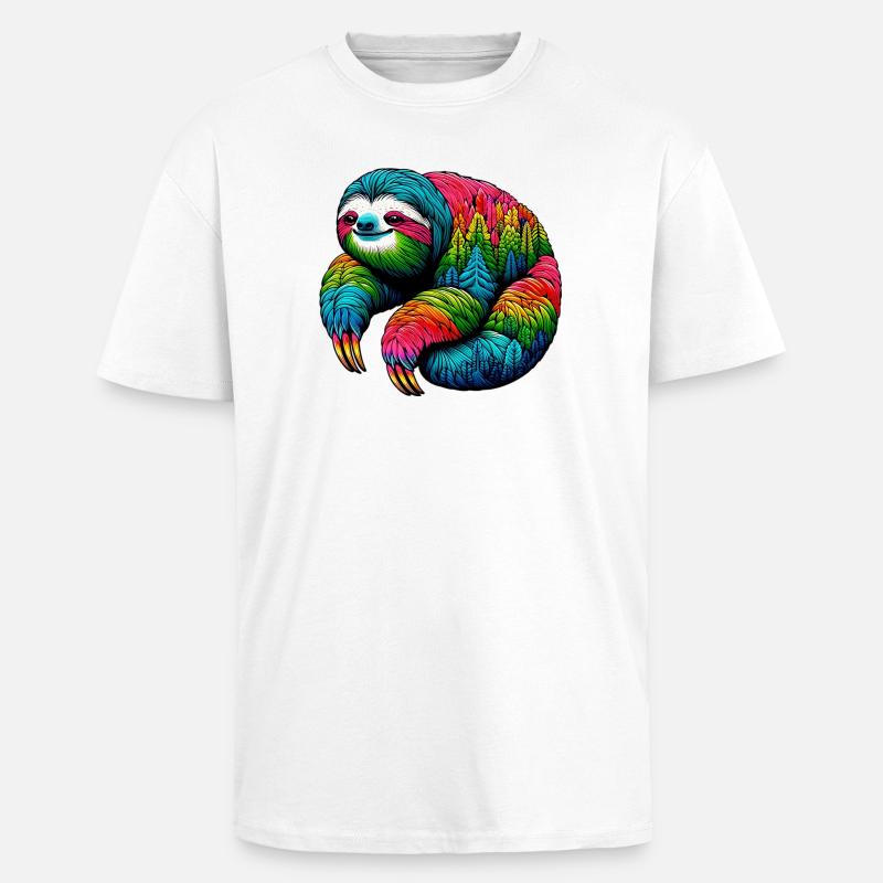 Faultier - Oversized Heavyweight Unisex T-Shirt - Weiß