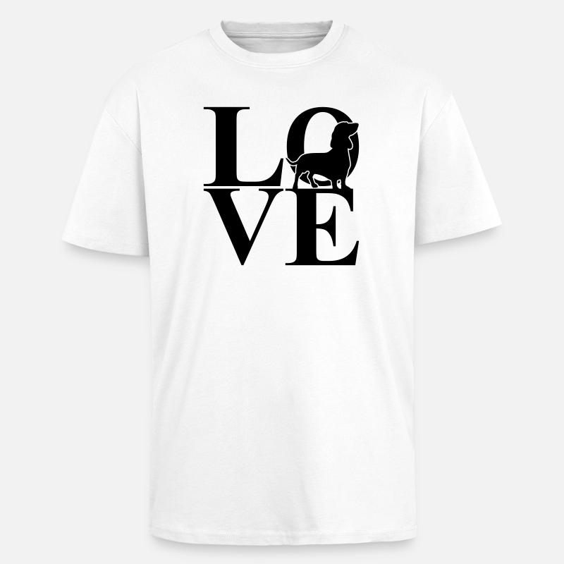 Dackel Love Hundemotiv - Oversized Heavyweight Unisex T-Shirt - Weiß