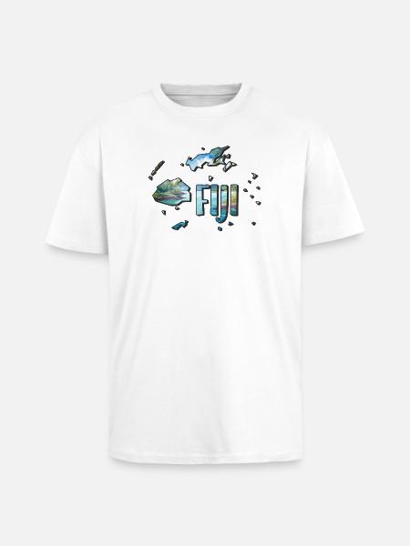 Carte à l’aquarelle Fidji - T-shirt unisexe oversize épais - blanc