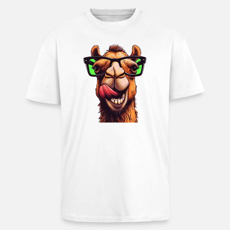 Kamel mit Sonnenbrille - Oversized Heavyweight Unisex T-Shirt - Weiß