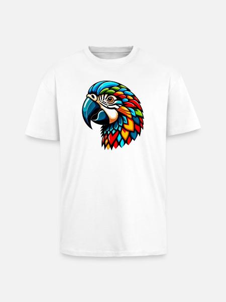 Harlequin Parrot - Unisex Oversized Heavyweight T-shirt - white