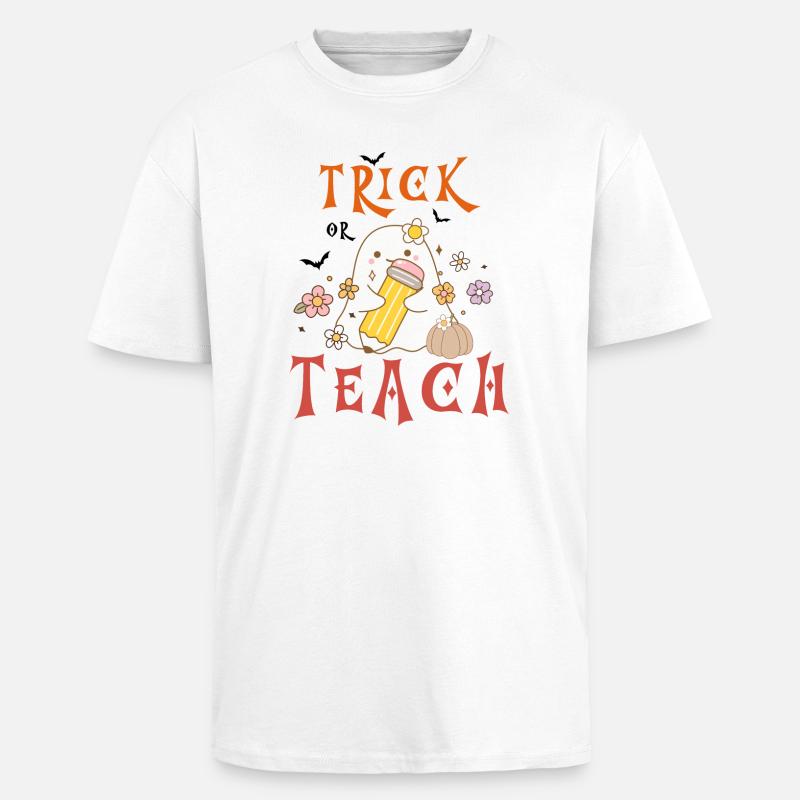 Halloween-Lehrer austricksen oder unterrichten - Oversized Heavyweight Unisex T-Shirt - Weiß