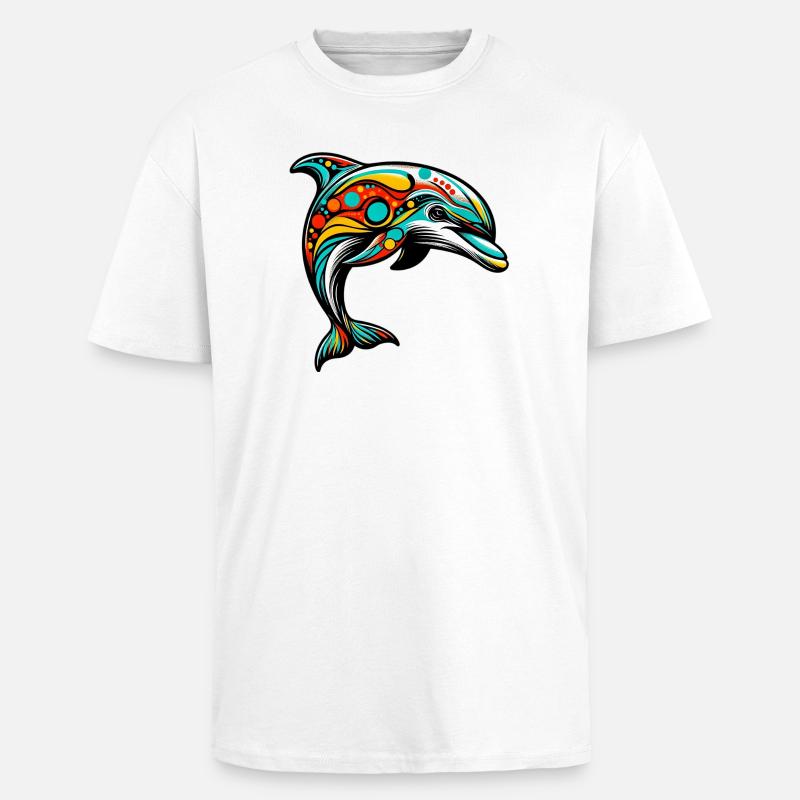 Delfin - Unisex oversized heavyweight t-shirt - hvid