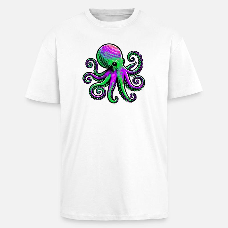 Pieuvre - T-shirt unisexe oversize épais - blanc