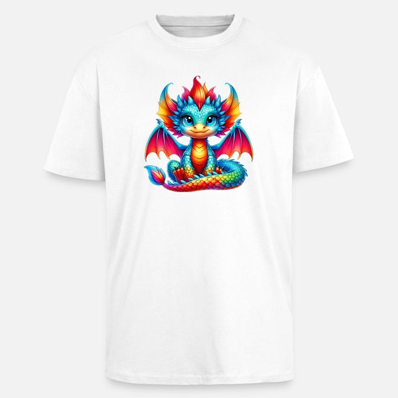 Drache - Oversized Heavyweight Unisex T-Shirt - Weiß