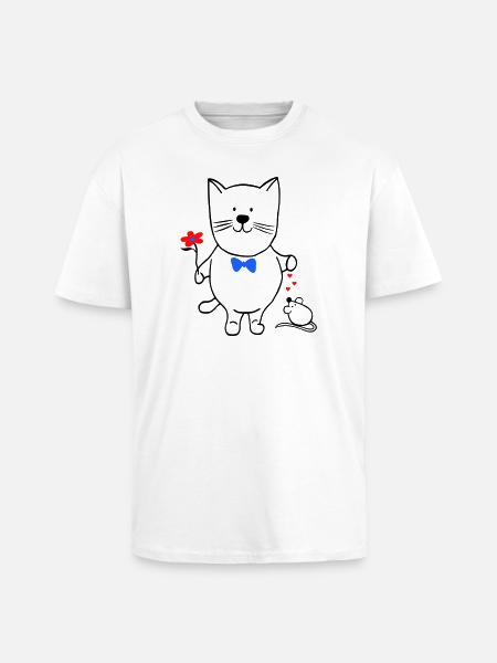 Cat and Mouse - Unisex Oversized Heavyweight T-shirt - white