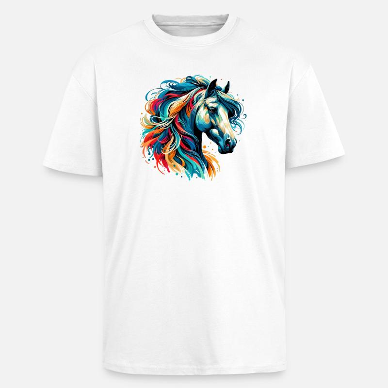 Pferd - Oversized Heavyweight Unisex T-Shirt - Weiß