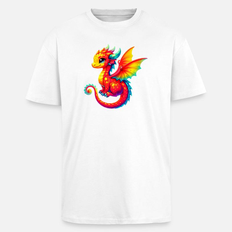 Drache - Oversized Heavyweight Unisex T-Shirt - Weiß