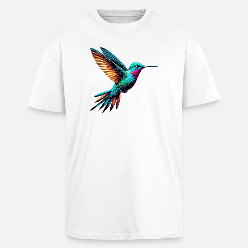 Kolibri - Oversized Heavyweight Unisex T-Shirt - Weiß