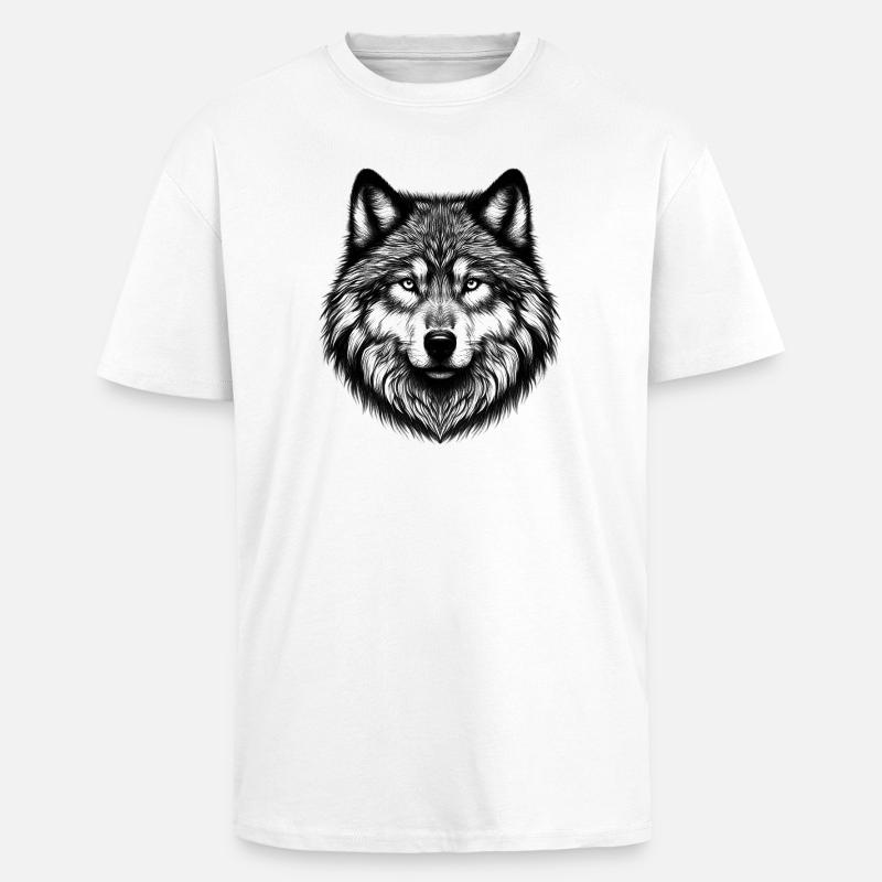 Wolf - Oversized Heavyweight Unisex T-Shirt - Weiß