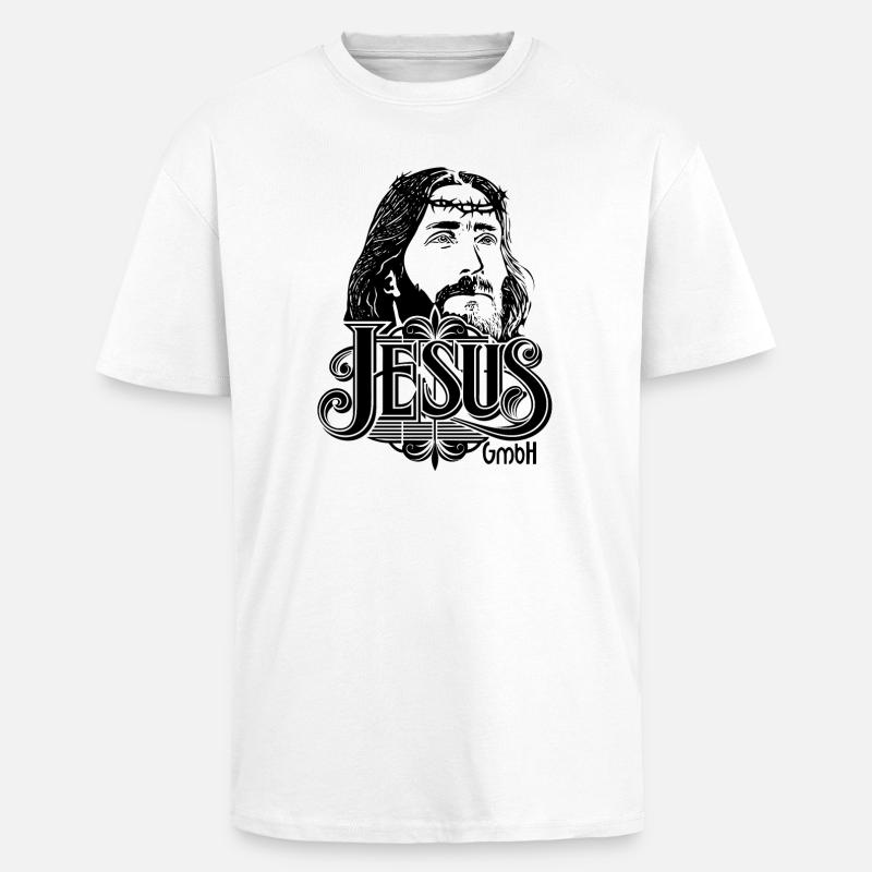 Jesus Head with Writing 2 - Unisex Oversized Heavyweight T-shirt - white