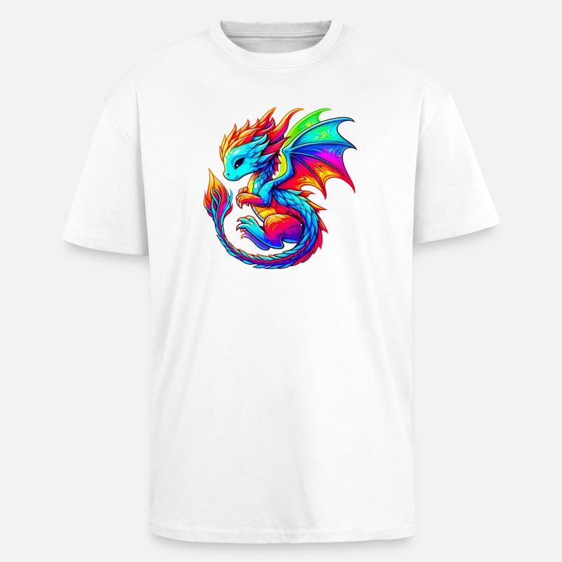 Drache - Oversized Heavyweight Unisex T-Shirt - Weiß