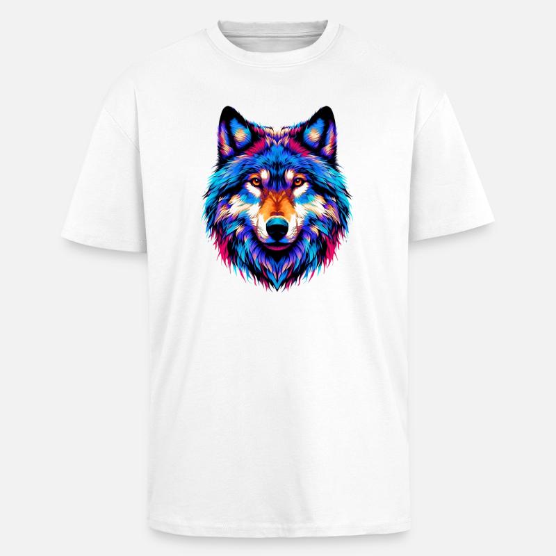 Wolf - Oversized Heavyweight Unisex T-Shirt - Weiß
