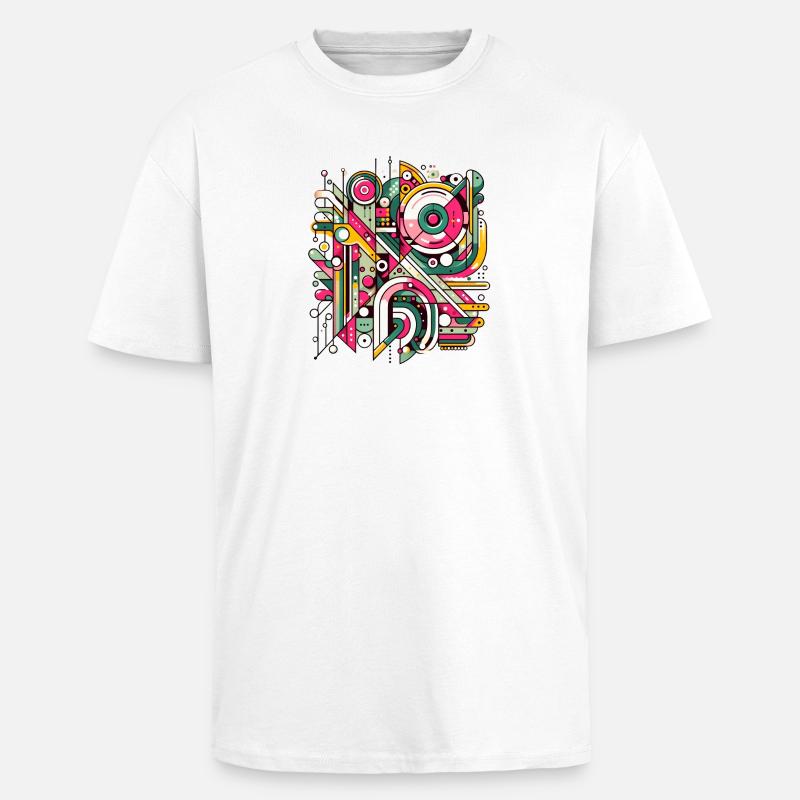 Neon Geometry — Hypergrid - Oversized Heavyweight Unisex T-Shirt - Weiß
