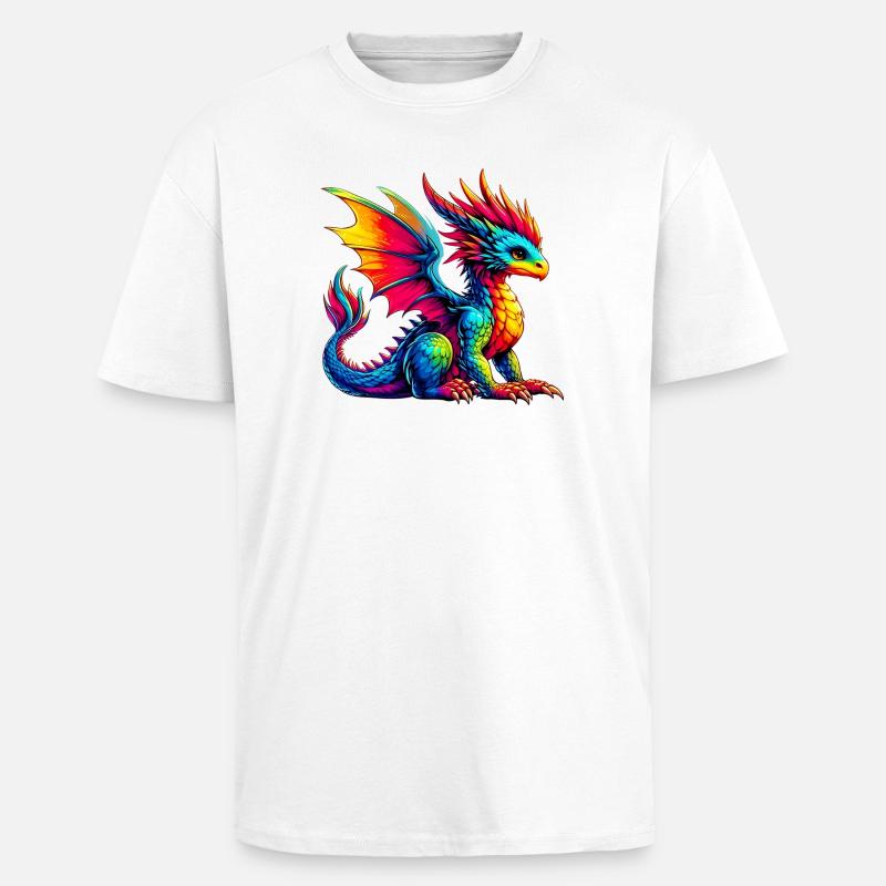 Dragon - T-shirt unisexe oversize épais - blanc