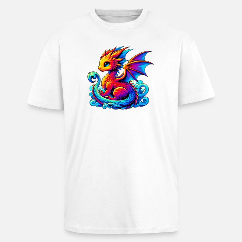 Drache - Oversized Heavyweight Unisex T-Shirt - Weiß