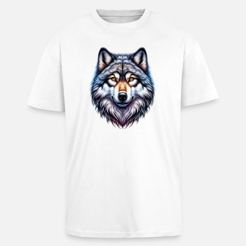 Wolf - Oversized Heavyweight Unisex T-Shirt - Weiß