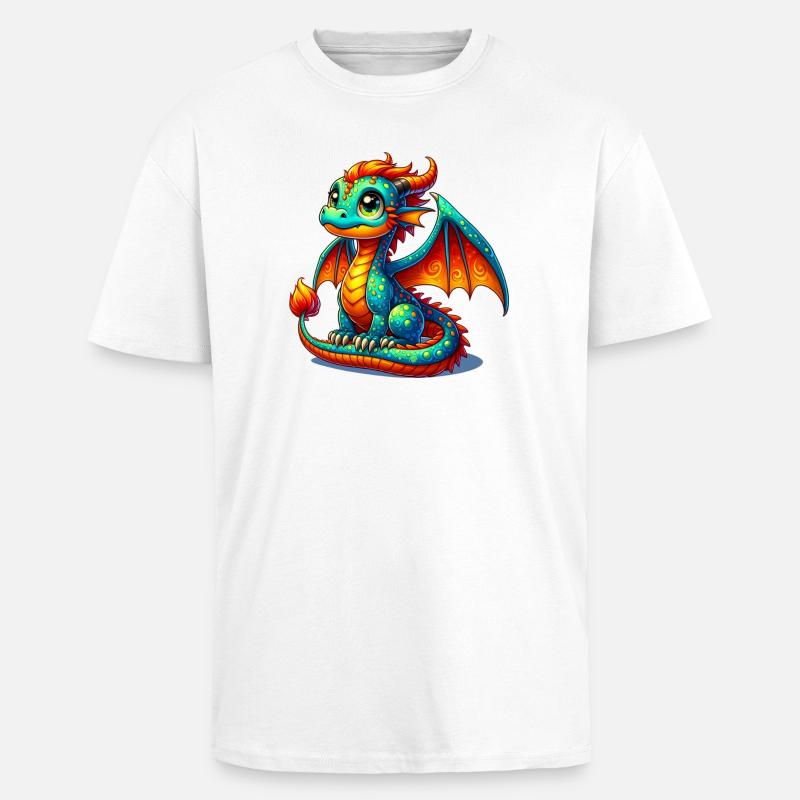 Drache - Oversized Heavyweight Unisex T-Shirt - Weiß