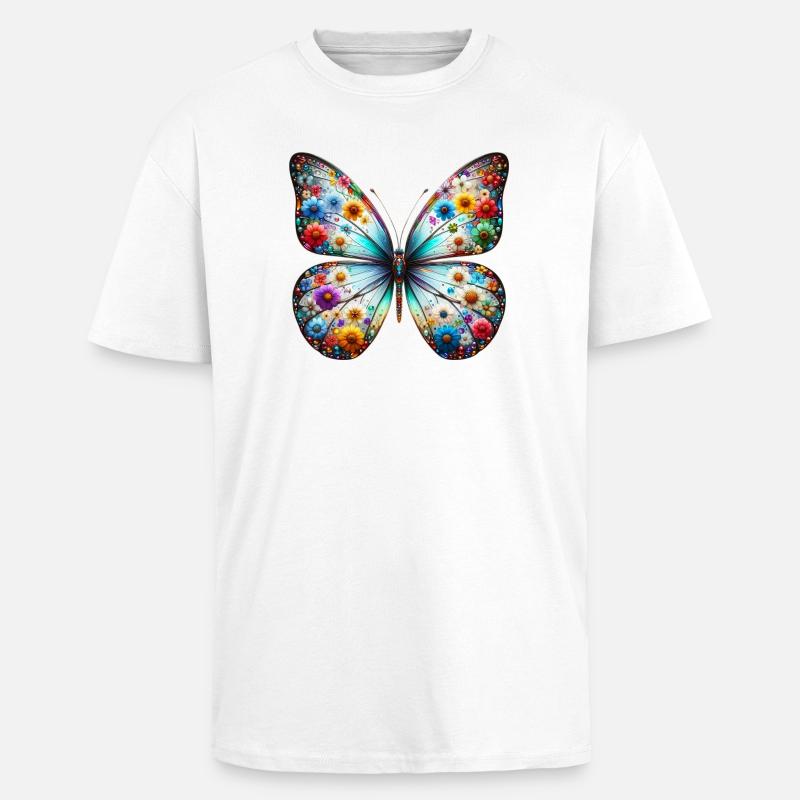 Papillon - T-shirt unisexe oversize épais - blanc