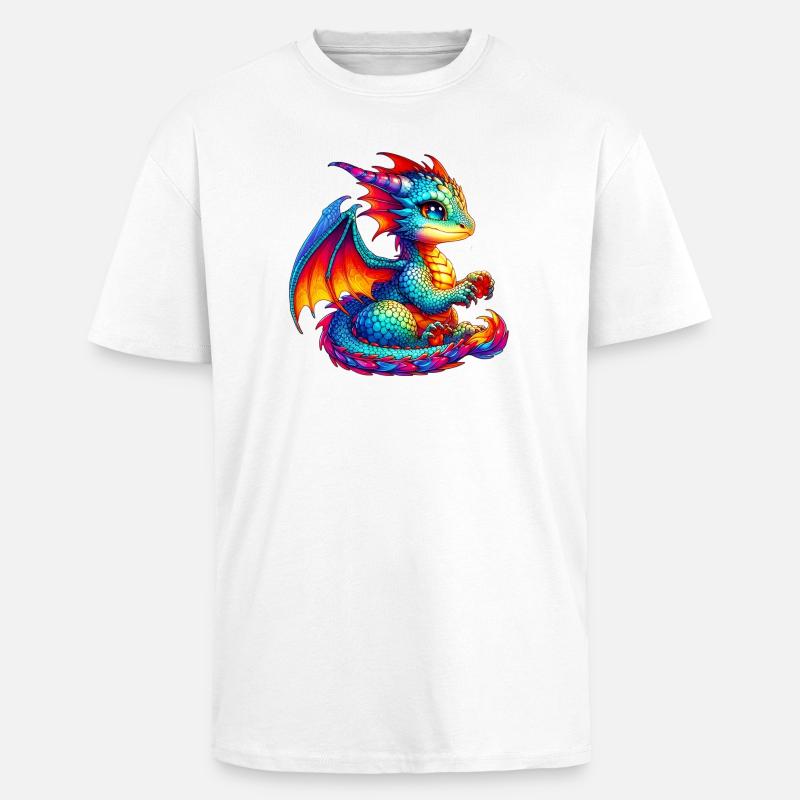 Drache - Oversized Heavyweight Unisex T-Shirt - Weiß
