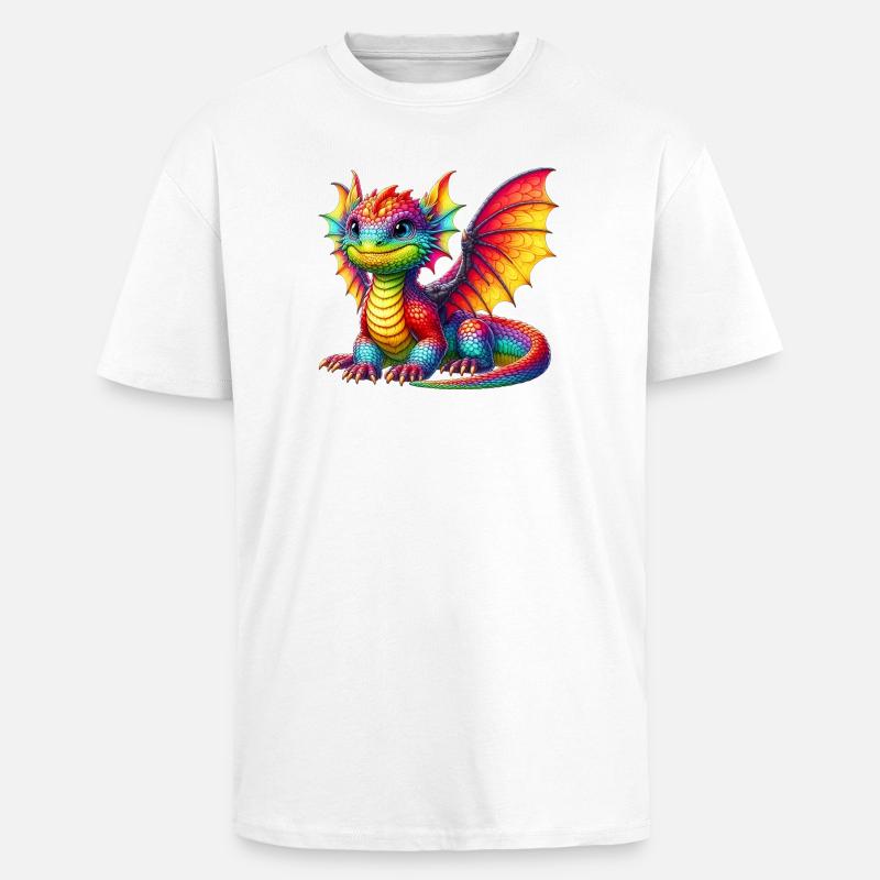 Drache - Oversized Heavyweight Unisex T-Shirt - Weiß