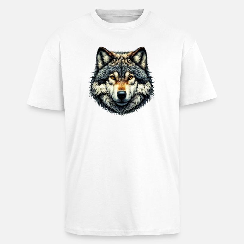 Wolf - Unisex Oversized Heavyweight T-shirt - white