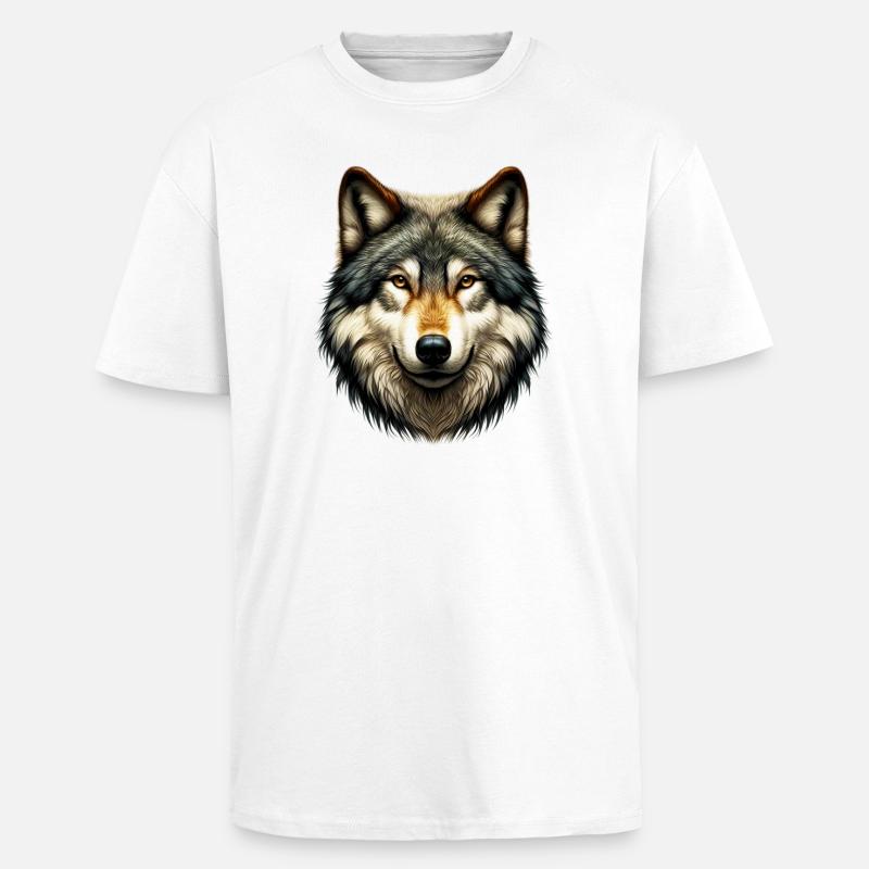 Wolf - Oversized Heavyweight Unisex T-Shirt - Weiß