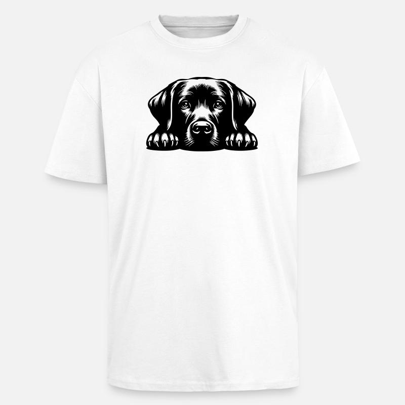 Labrador Head with Paws - Unisex Oversized Heavyweight T-shirt - white