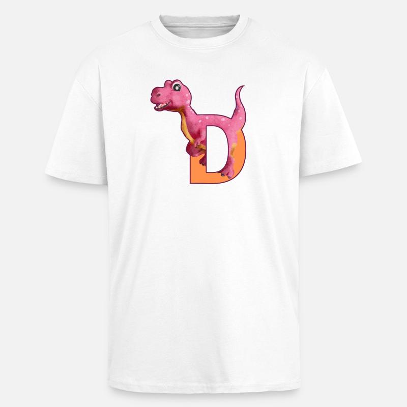 D - DINOSAURIER, Personalisierbar - Oversized Heavyweight Unisex T-Shirt - Weiß