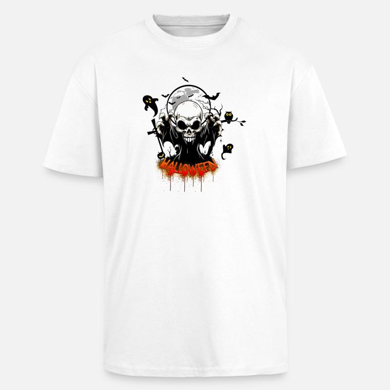 Skull with sharp teeth - Unisex Oversized Heavyweight T-shirt - white