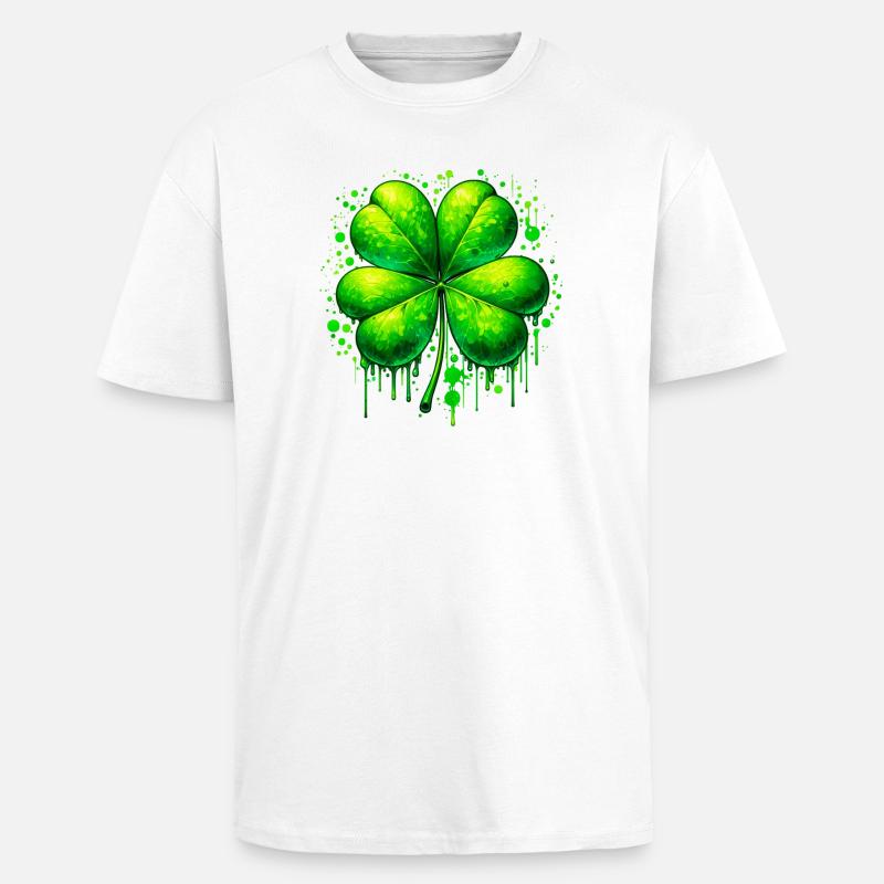 Vierblättriges Kleeblatt - Oversized Heavyweight Unisex T-Shirt - Weiß
