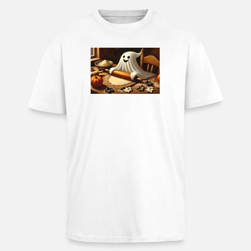 Geist beim Plätzchenbacken: Süßer Halloween Spaß - Oversized Heavyweight Unisex T-Shirt - Weiß
