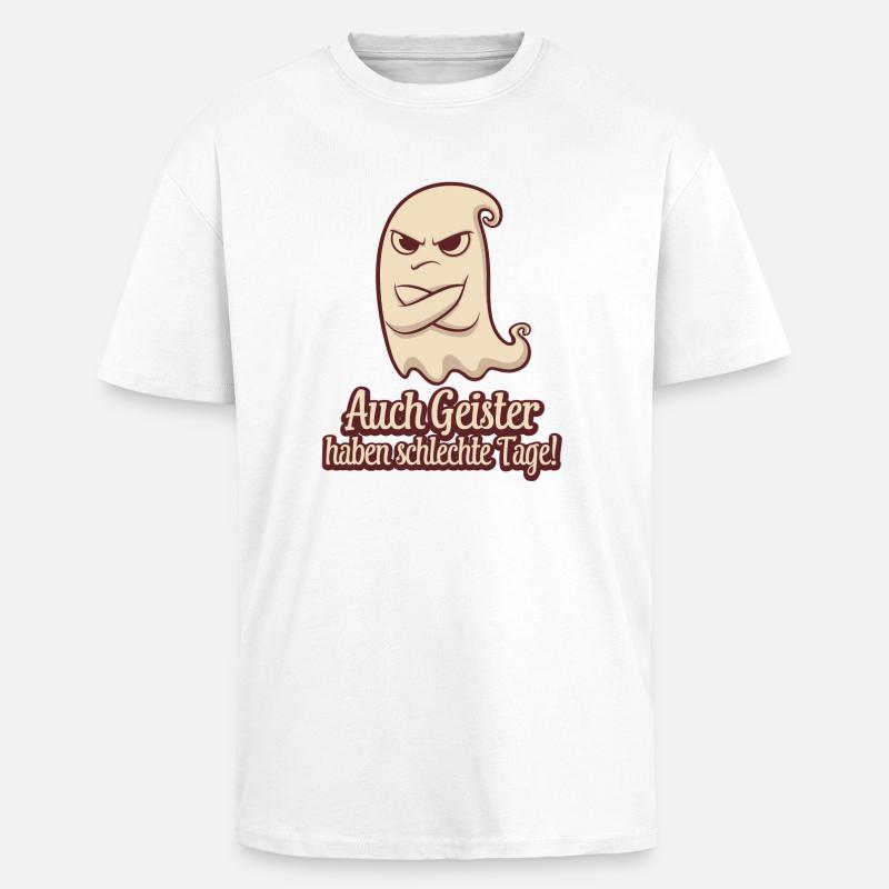 Grimmiger Geist Spruch Shirt - Oversized Heavyweight Unisex T-Shirt - Weiß