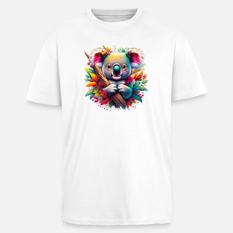 Koala - T-shirt unisexe oversize épais - blanc