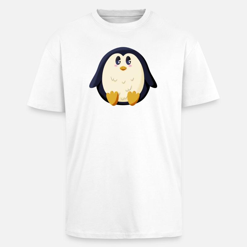Chubby Penguin - Unisex Oversized Heavyweight T-shirt - white