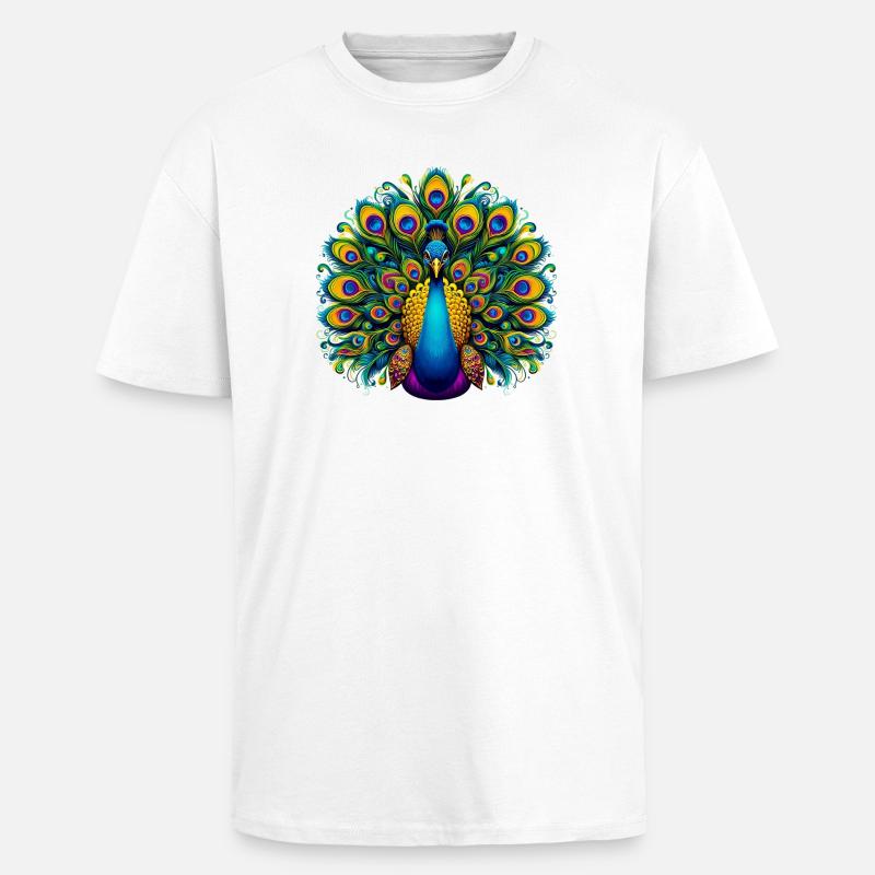 Pfau - Oversized Heavyweight Unisex T-Shirt - Weiß
