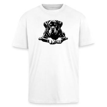 Rottweiler - T-shirt unisexe oversize épais - blanc - Devant - Alina (178cm) & Michal (187cm)