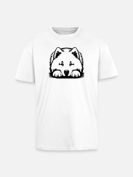Samoyed head with paws - Unisex Oversized Heavyweight T-shirt - white