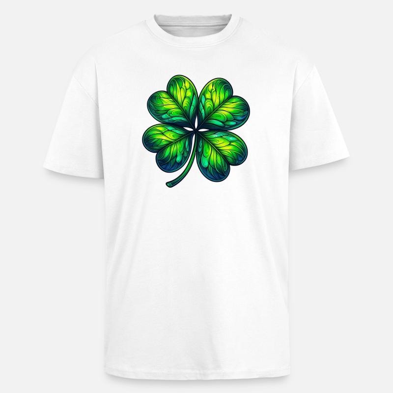 Vierblättriges Kleeblatt - Oversized Heavyweight Unisex T-Shirt - Weiß