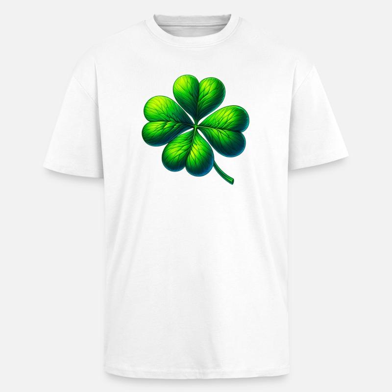Vierblättriges Kleeblatt - Oversized Heavyweight Unisex T-Shirt - Weiß