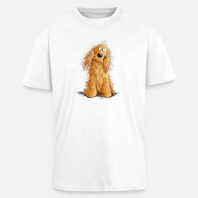 Happy Cocker Spaniel - Oversized Heavyweight Unisex T-Shirt - Weiß