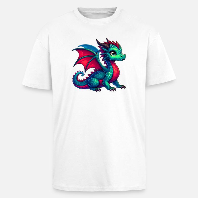 Drache - Oversized Heavyweight Unisex T-Shirt - Weiß