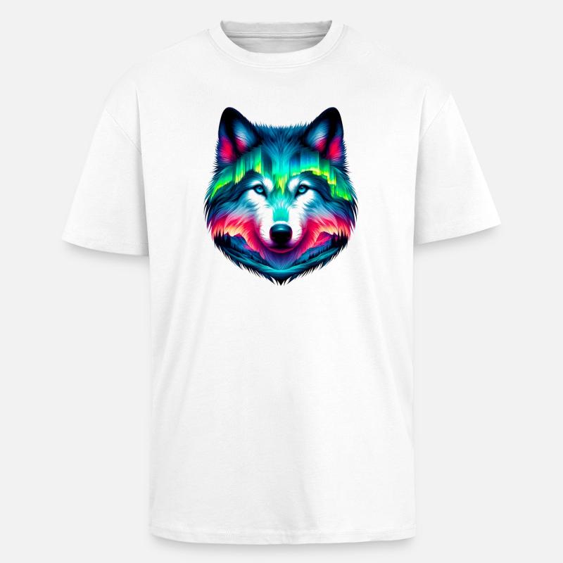 Wolf - Oversized Heavyweight Unisex T-Shirt - Weiß